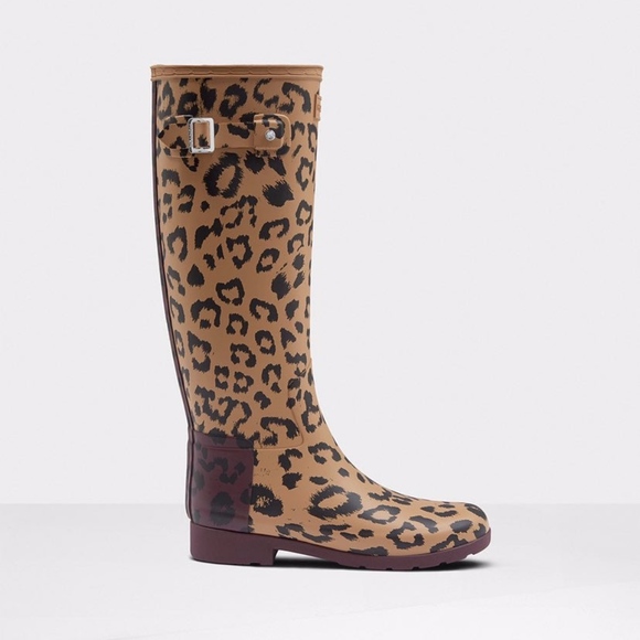 NEW Hunter Refined Tall Leopard Print Rain Boots - Picture 2 of 3